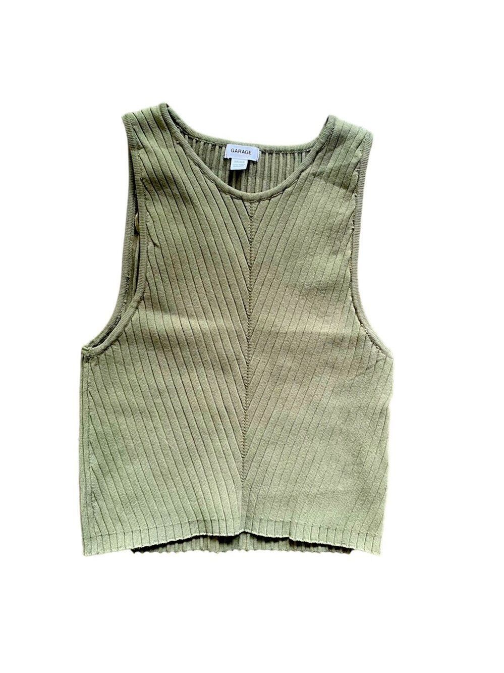 Garage Green Knit Crop Top Sleeveless XS